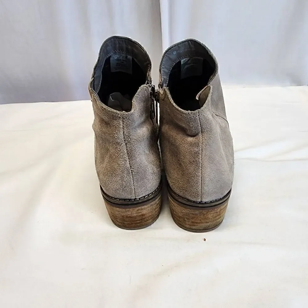Blondo Lanka Brown Suede Waterproof  Ankle Booties Womens Size 10 Side Zip